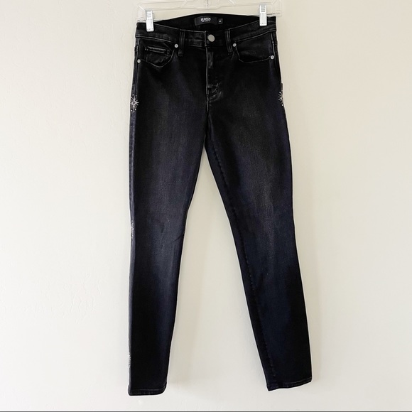 Hudson Nico Midrise Super Skinny Ankle Jeans Star Embellishments Black - Picture 5 of 16